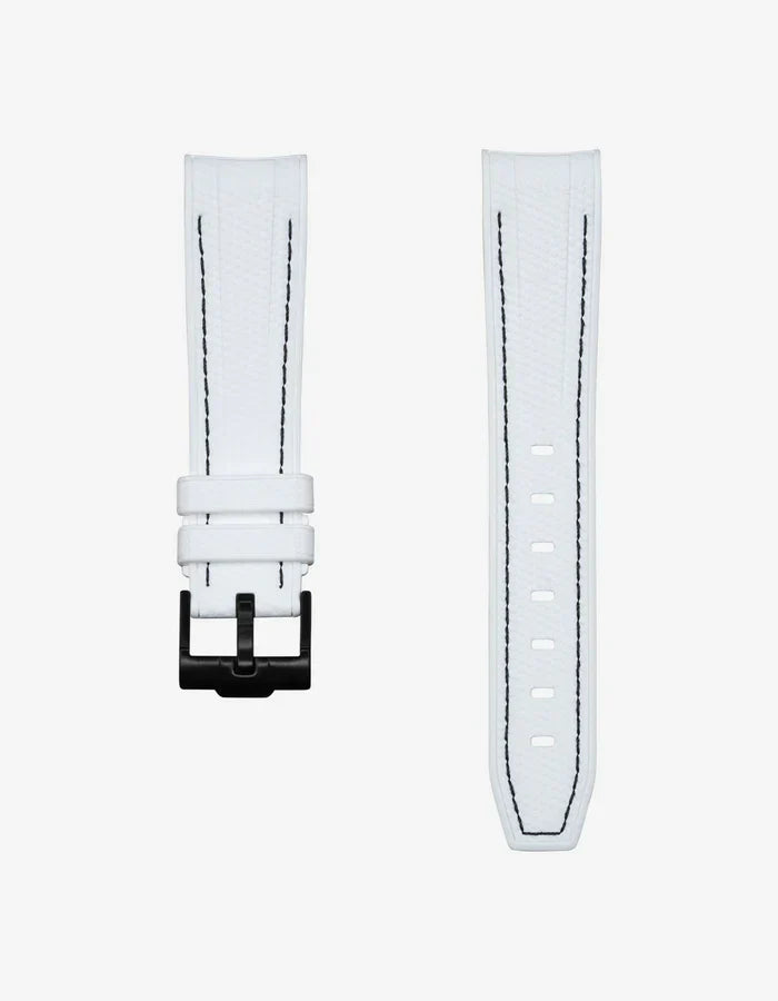Premium Curved Rubber Strap - White and Black Dots