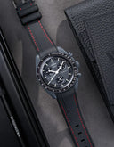 Premium Curved Rubber Strap - Black and Red Dots