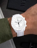 Premium Curved Rubber Strap - White and Black Dots